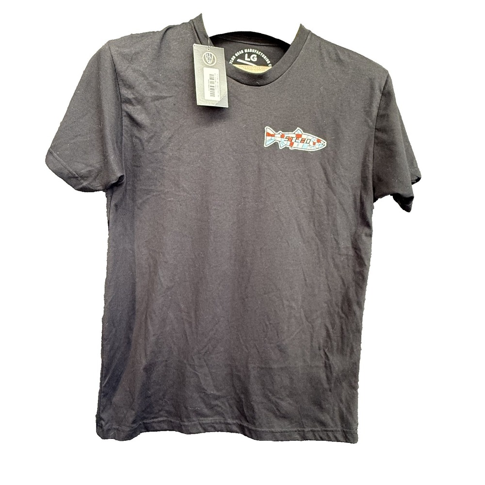 NWT STLHd Gear Sasquatch T-Shirt Mens L Black Bigfoot Fishing Trout Stained Glas - Picture 2 of 11